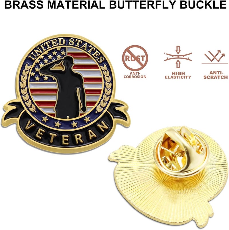 MIDLE Store 10/20/50/100 Pcs US Veteran Pins– Patriotic American Flag Veterans Day Lapel pin Badge Brooch Memorial Day Military Patriotic Decorations Gifts - Image 4